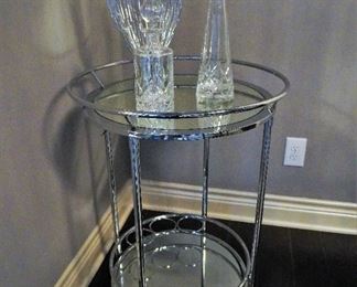 Rolling mirror and chrome drink cart