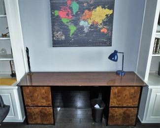 Burl desk and credenza
