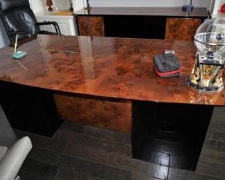 Burl desk and credenza