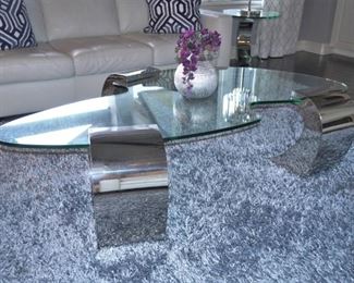 Chrome and glass coffee table