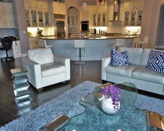 Natuzzi chair and loveseat with Gallerie Z table