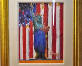 Peter Max God Bless America embellished lithograph