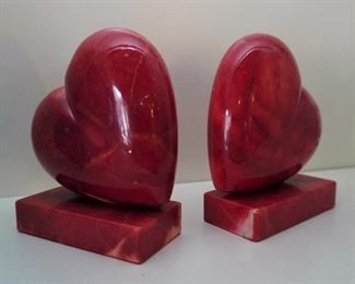 Stone heart bookends