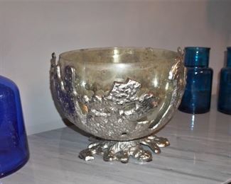 John-Richard brutalist distressed gold punch bowl