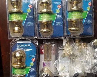 Schlage Doorknob Sets and Assorted Drawer Pulls, Doorstops