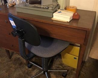 mid century desk and singer machine