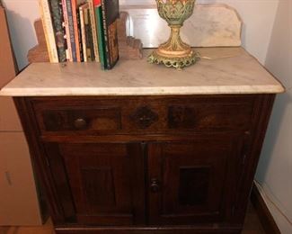 Antique mahogany marble top wash stand