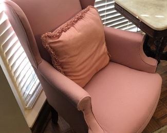 Upholstered wing back chair