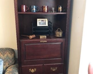 Book case with drop leave desk