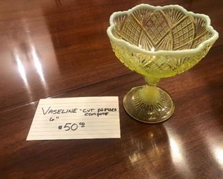 Vaseline glass candy dish