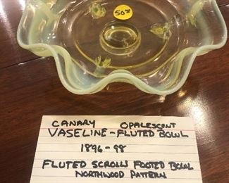 Vaseline glass flutted bowl
