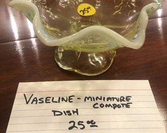 Vaseline glass miniature compote