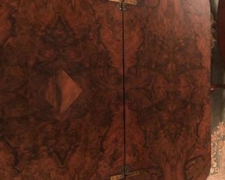 Antique Burl Walnut card table with  inlay top