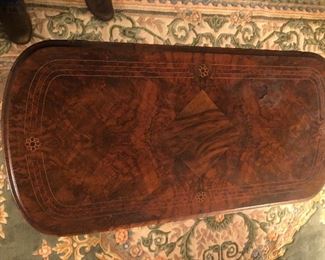 Antique Burl Walnut card table with  inlay top