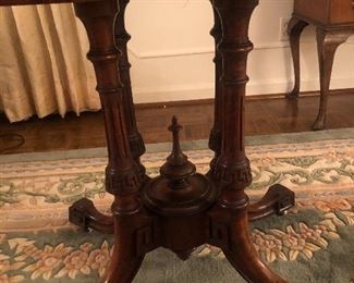 Antique Burl Walnut card table with  inlay top