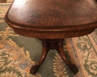 Antique Burl Walnut card table with  inlay top