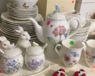 Lenox butterfly meadow dishes, coffee pot, sugar & creamer, salt & pepper sets. 