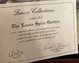 1992 Lenox Fine Spice Garden Complete Set of 24 Jars W/ Rack Excellent Condition		
