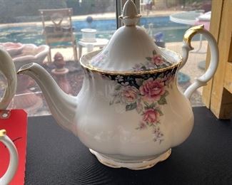 Royal Albert Concerto Teapot with Lid plus matching creamer & covered sugar jar		
