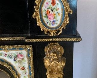 Antique French Cabinet Porcelain & Ornate Ormolu	44x35x15in	HxWxD
