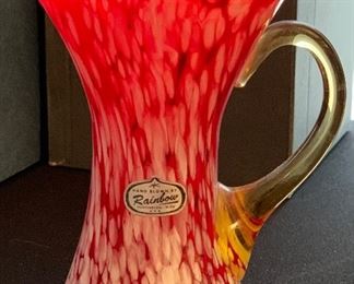 Rainbow art glass pitcher		

