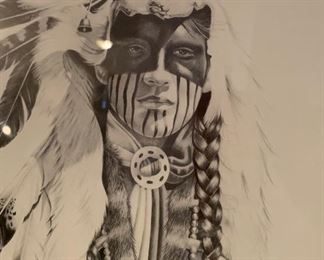 *SIGNED* Art Menchego Native American Warrior Litho		
