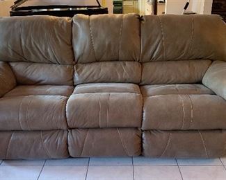 Faux Leather Reclining Sofa/Couch	39x86x37in	HxWxD
