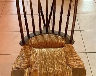 Antique Brace Back Rush Seat Chair	36x17x20in	HxWxD
