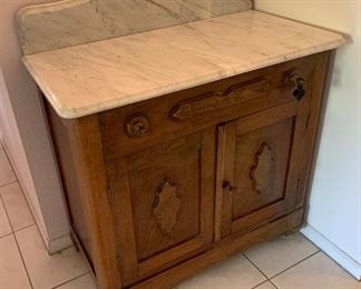 Antique Marble Top Cabinet Dry Sink	33x30x16.5in	HxWxD
