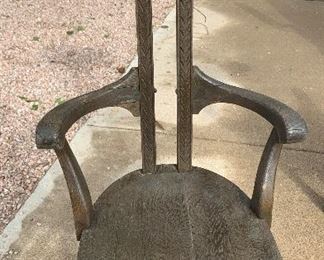  2 Vintage High Back Carved Wood Chair		
