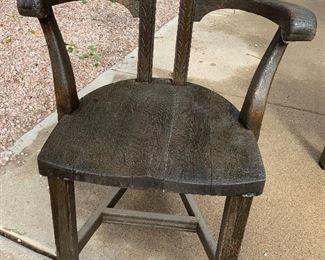  2 Vintage High Back Carved Wood Chair		
