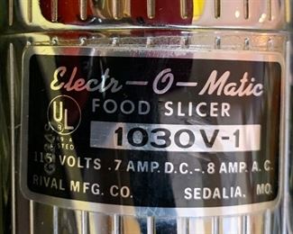 Electr-o-Matic Food Slicer		

