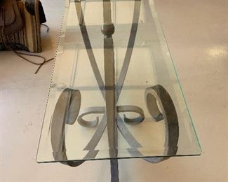 Solic bronze & glass sofa table $275