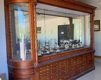 1901 Optometrists Cabinet from St Paul Minnesota. The craftsman signed the back. It is HUGE and Gorgeous  at a Fantastic  Price!! 12' W x 8.5' T  x 28" D  $4500