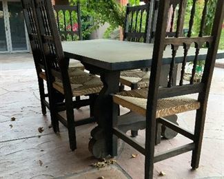 Mexican Table and 6-wicker bottom chairs $500