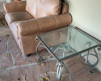 Pleather Loveseat $95 Glass Iron table 100