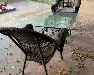 4- Wicker Chairs in excellent condition. Cushions are faded. $300