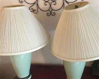 (2) Green Table Lamps