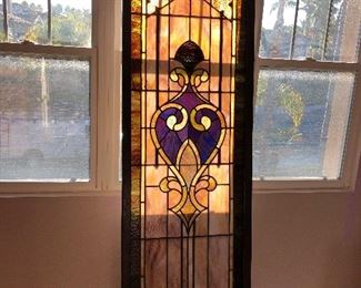 Tiffany glass style 1880 cathedral stained glass window 7’ x appx 30” w
