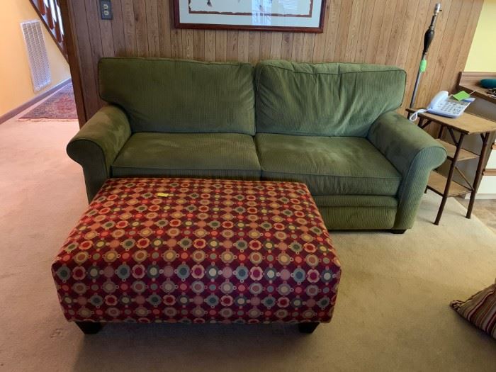 #1 AWC  Brand green cord loose back sofa 82 long  $ 275.00                                                                                                                         ottaman the family took sorry