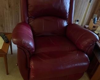 #3 Burgundy leather recliner rocker   $ 275.00