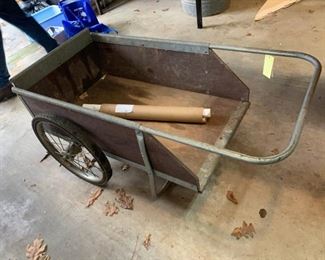 #38 wood wheel barrow cart 2 wheels $ 45.00

