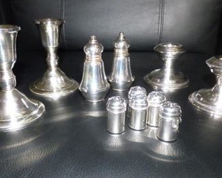 Weighted Sterling Candlesticks, shakers
