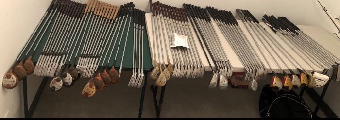 A glimpse of the hundreds of golf. Many drivers and putters to choose from!