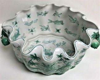 https://www.ebay.com/itm/124082616339 SM3035: LARGE CLAM SHAPED ASIAN POT PLANTER GREEN AND WHITE