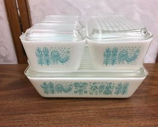 https://www.ebay.com/itm/114119729334 LAN731: Vintage Pyrex Amish Butterprint Refrigerator Set Aqua Turquoise White 8 