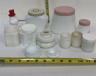 https://www.ebay.com/itm/114119682270 LAN586: 12 Vintage Milk Glass Jars Local Pickup