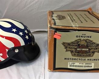 https://www.ebay.com/itm/124145399719 KB0089: Harley Davidson Red White and Blue Flame Open Face Helmet XL $80