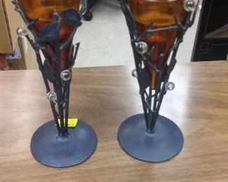 BOX041 Pair of ornate metal candle sticks. With Amber colored candle holders. Mfg. By Zodax. Made in Portugal. $10.00 BOX 41	Pay online by Venmo: @Rafael-Monzon-1, PayPal Email: Agesagoestatesales@Gmail.com, or Square Call for info 504-430-0909
