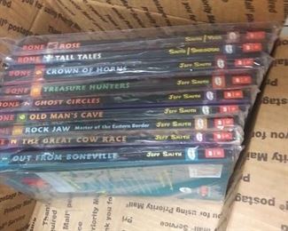 https://www.ebay.com/itm/124158704646	AB0232 LOT OF 9 BONE GRAPHIC NOVELS SCHOLASTIC . BONE 1,2,5,6,7,8,9,  TALLTALES, ROSE $100.00 BOX 77
